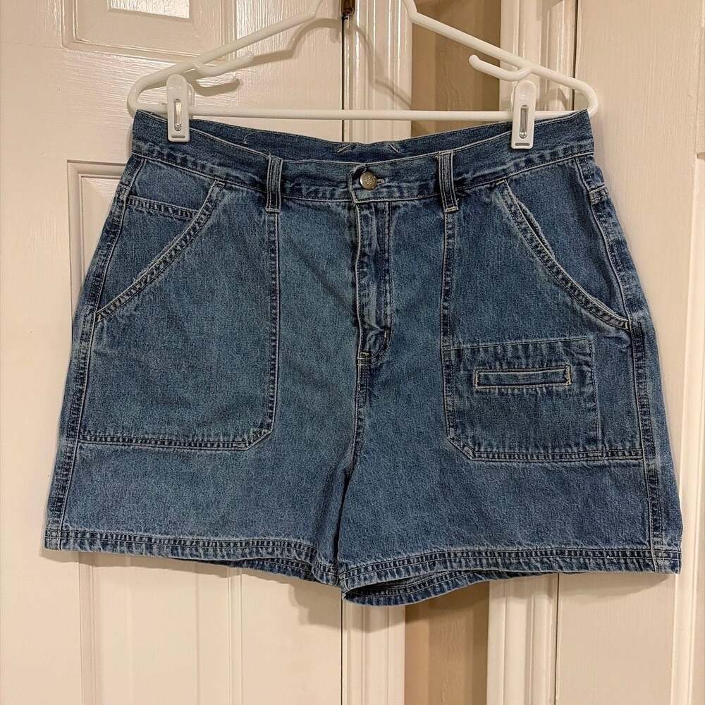 Bill Blass Vintage Y2K Denim Cargo Shorts Women's Size 12 Blue Jean High Rise